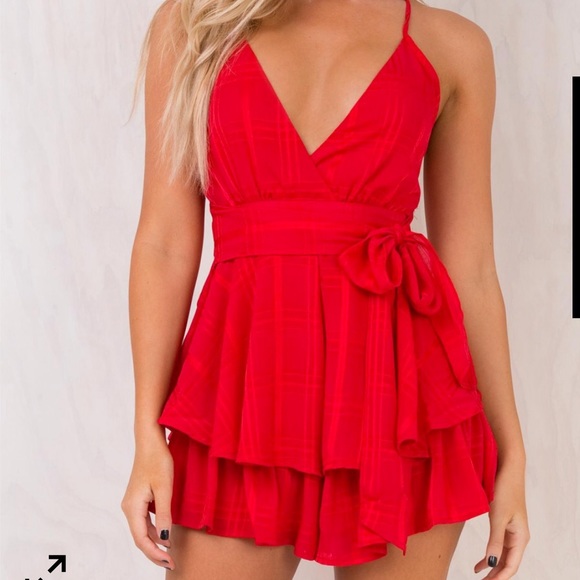 princess polly red playsuit